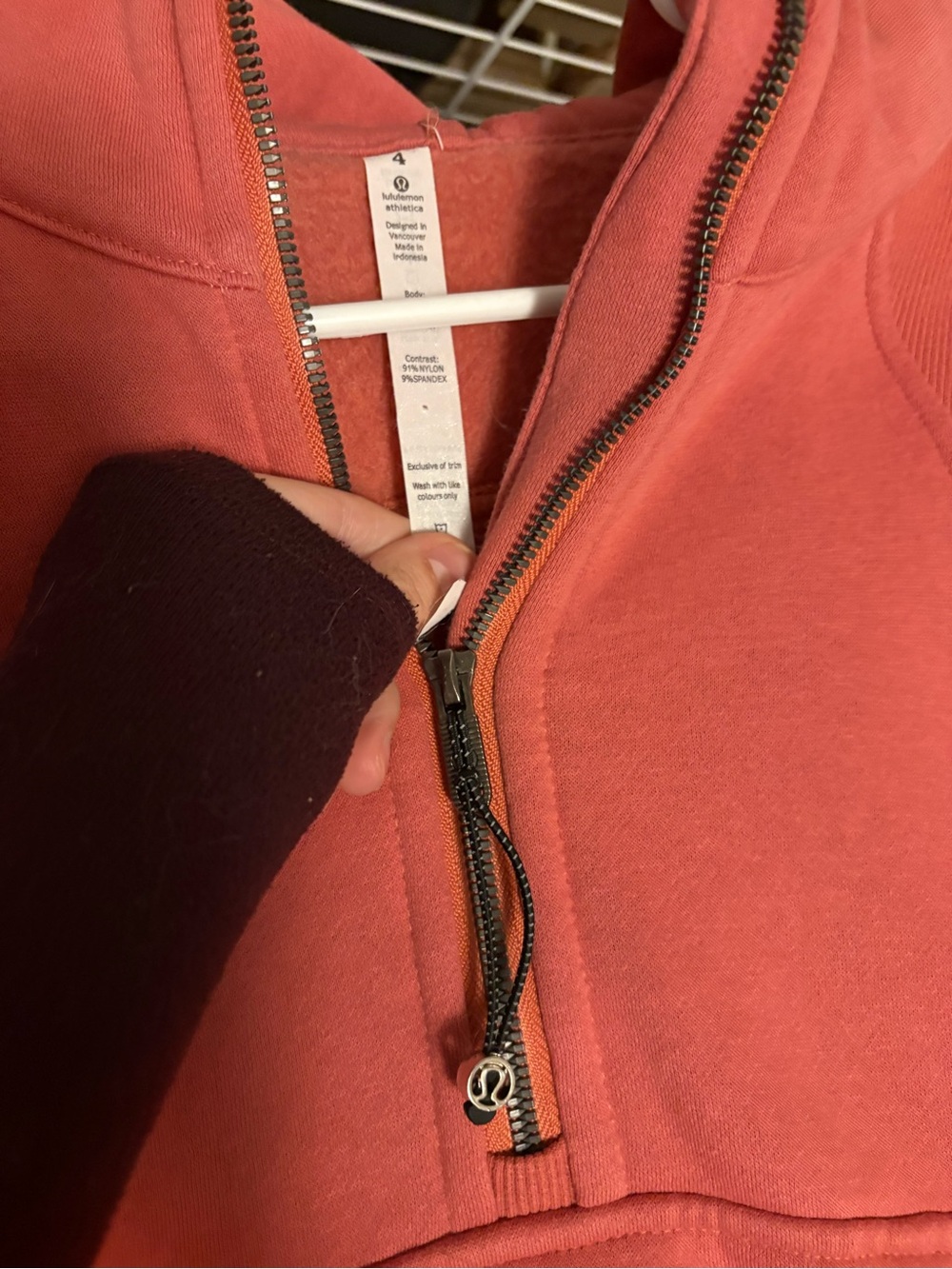 lululemon athletica Cropped Half-Zip Hoodie in Coral - Picture 2 of 3